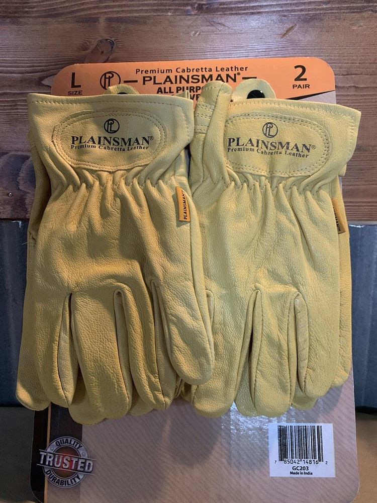 Plainsman 2 Pair Premium Cabretta Size Large  Leather Gloves