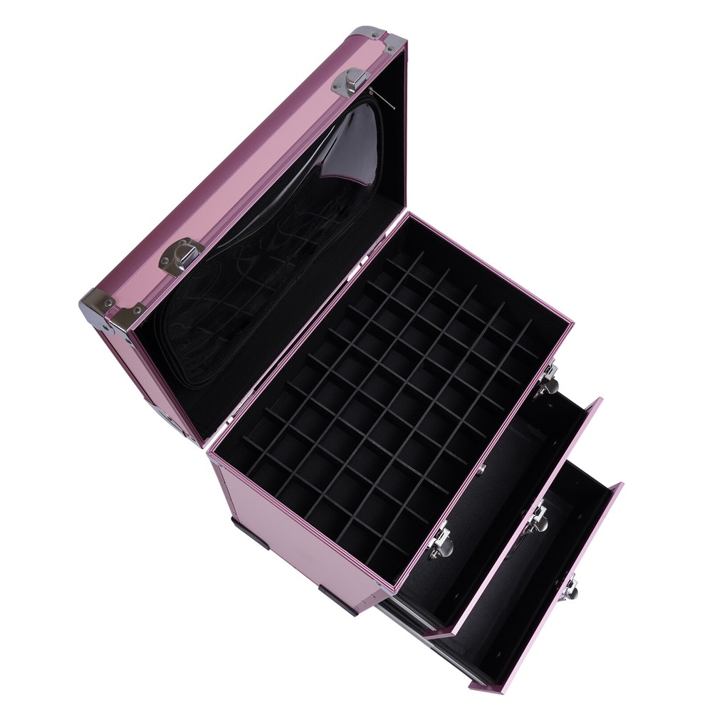Rolling Makeup Train Case with Drawers Professional Cosmetics Storage Organizer