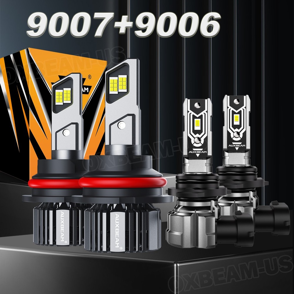 AUXBEAM 9007 HB5 Canbus LED Headlight High&Low & 9006 Fog Bulbs Combo Kits 6500K
