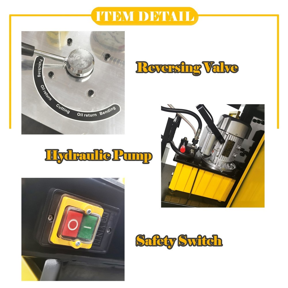 110V Hydraulic 3-in-1 Busbar Processing Machine Cutter/Bender/Hole Puncher