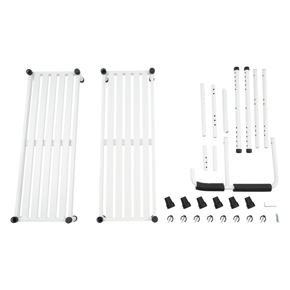 2-Step Stool with Handle, Floor Standing Metal Stepping Stool, White Step Stool