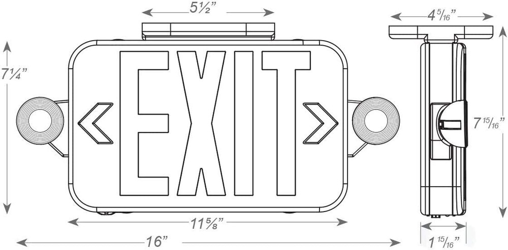 4 Pack LED Exit Sign Emergency Light–Hi Output RED Compact Combo UL 924 Listed