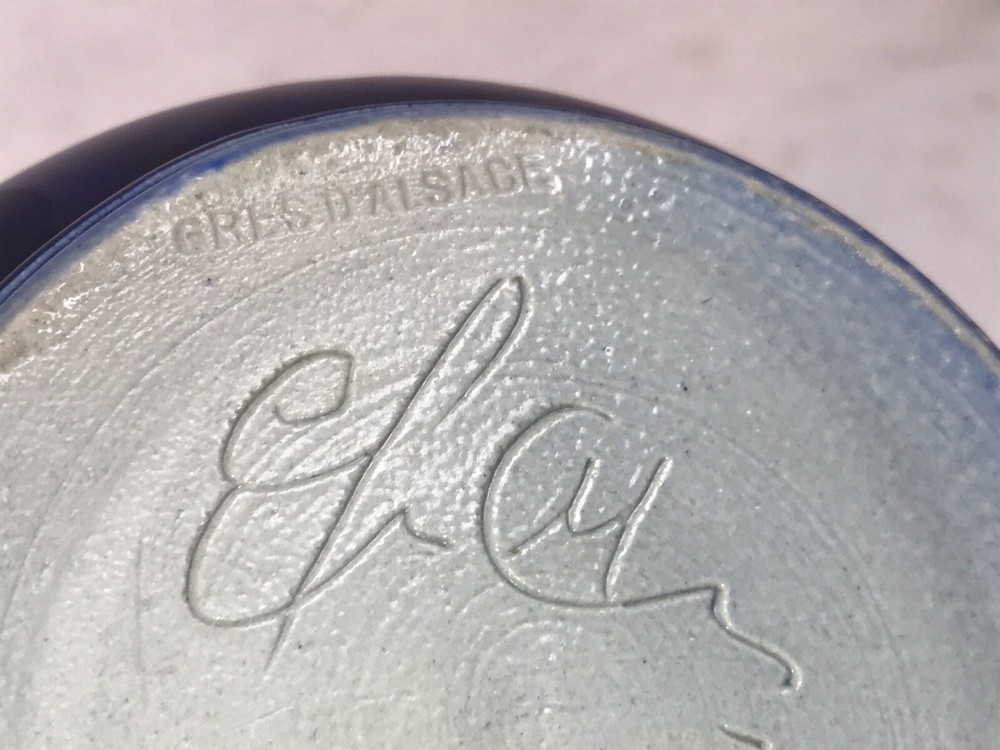 Gres d’ Alsage Blue Clay Pitcher Jug France 6.25”