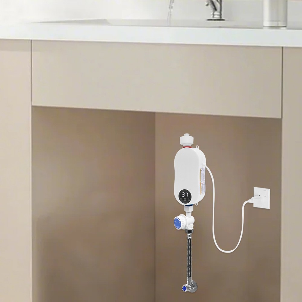 Instant Electric Bathroom Hot Water Heater With Shower Head White 110V 3500W