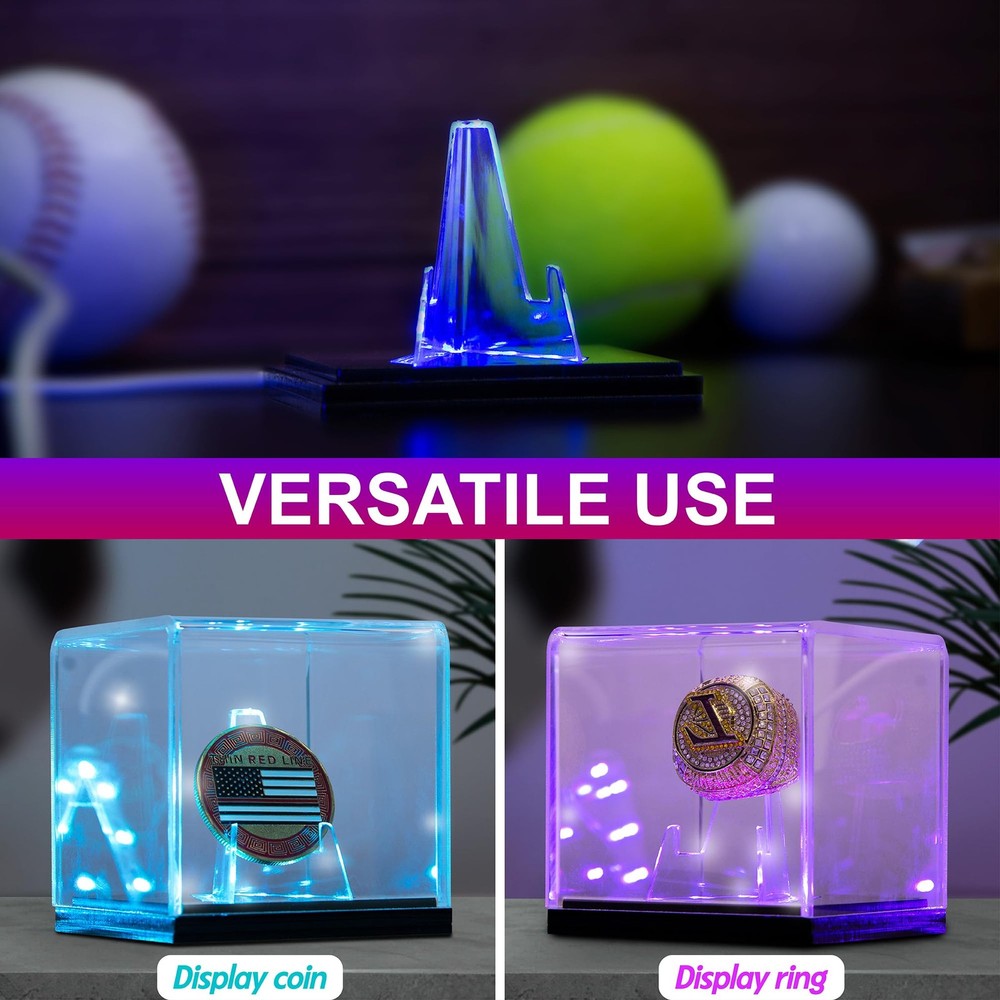 Championship Ring Display Case with Led Light, UV-Protected Clear Challenge