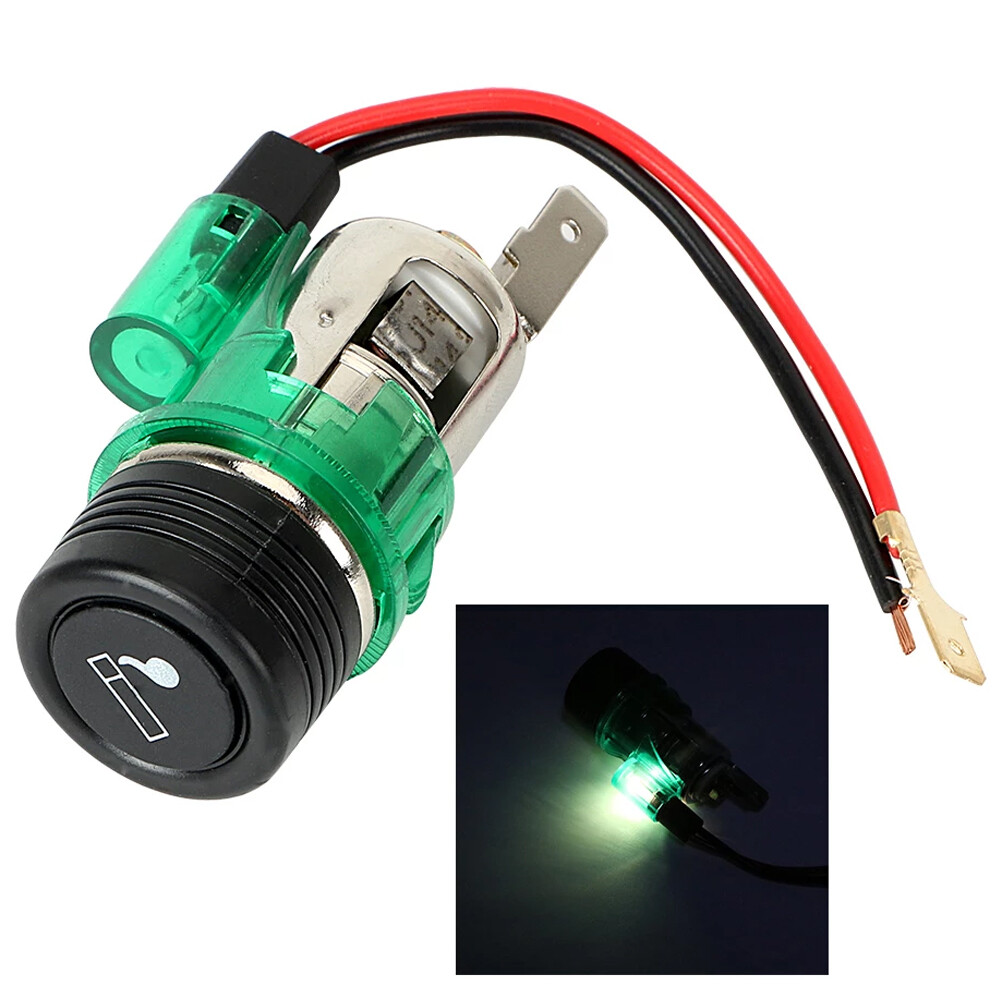 Car Cigarette Lighter With Light Socket Plug Connector Adapter Power Source 12V