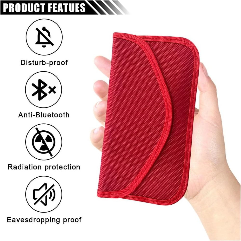 2PCS Faraday Signal Blocking Bag, Key Fob Protector, RFID Pouch Red