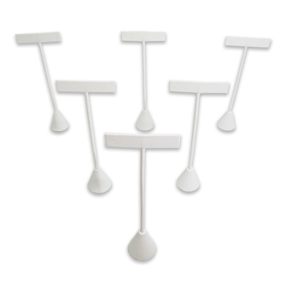 White Leatherette Earring T Shape Display Stands