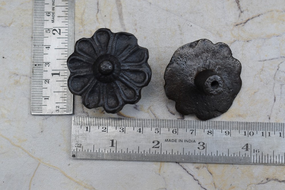 Vintage Cast Iron Flower Shape Pulls Drawer Cabinet Door Handle Knobs 10 pcs