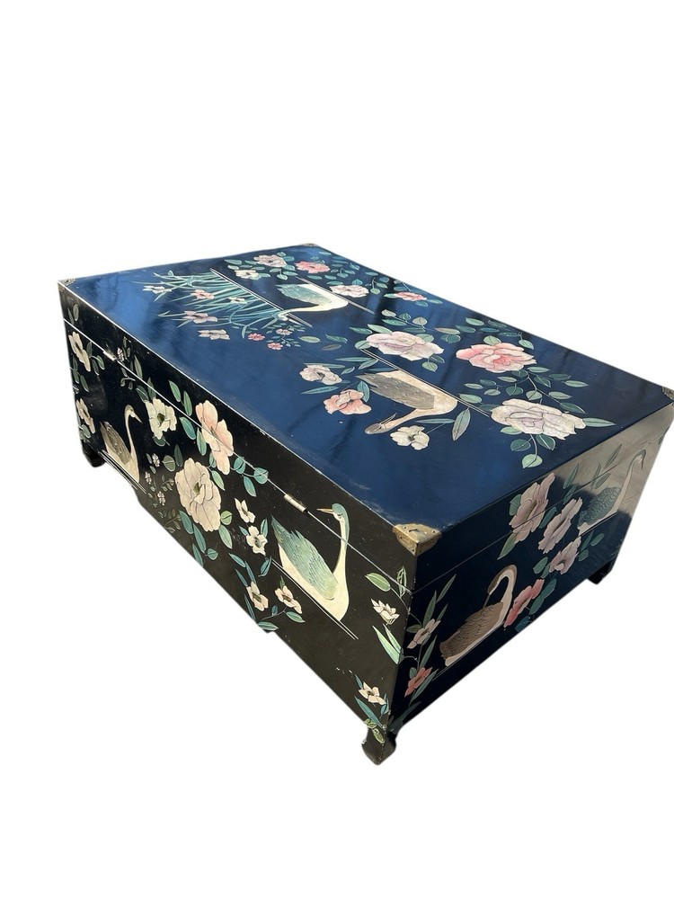Chinese Black Lacquer Wedding Chest 36" x 24"