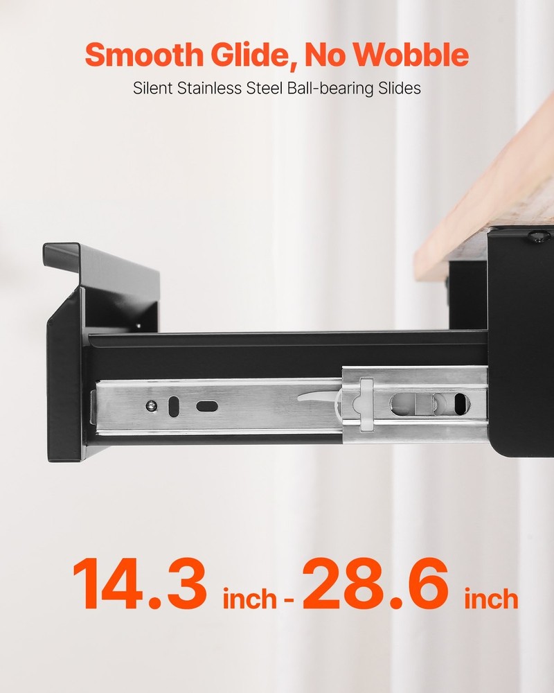 16" Wide Under Desk Drawer Slide Out,Under Desk Mounted Pull-out Drawer Attachme