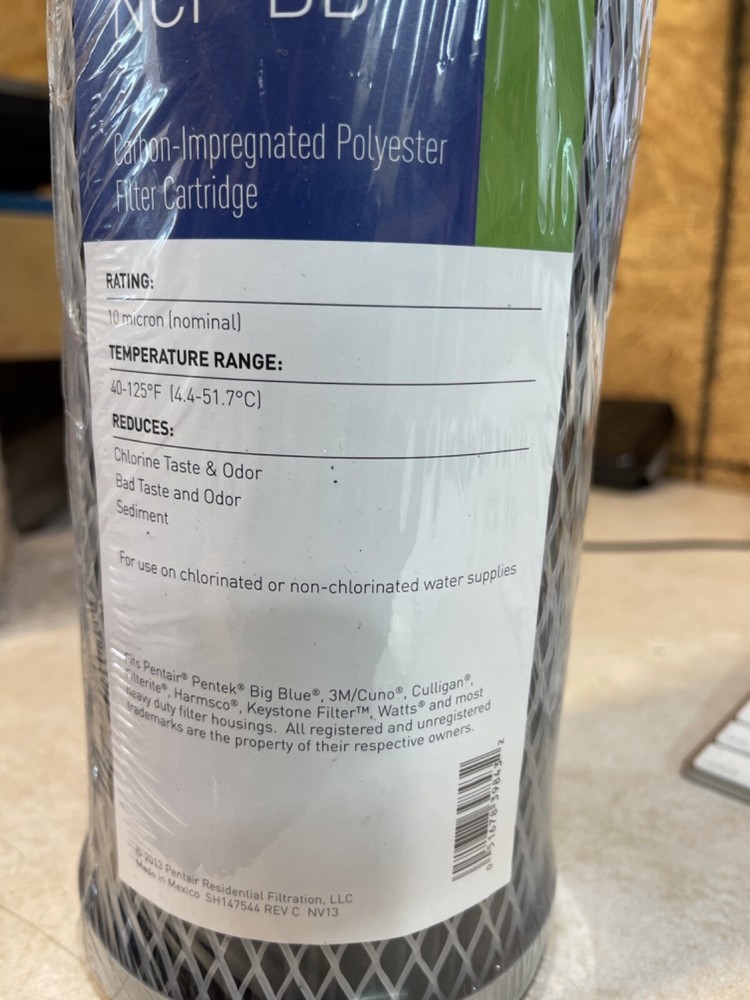 Pentair NCP-BB Big Blue Carbon Water Filter 10” Whole House Non-Cellulose (I3)