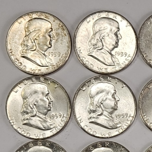 1959 Franklin Half Dollar 50c UNC Roll - 20 Coins Uncirculated