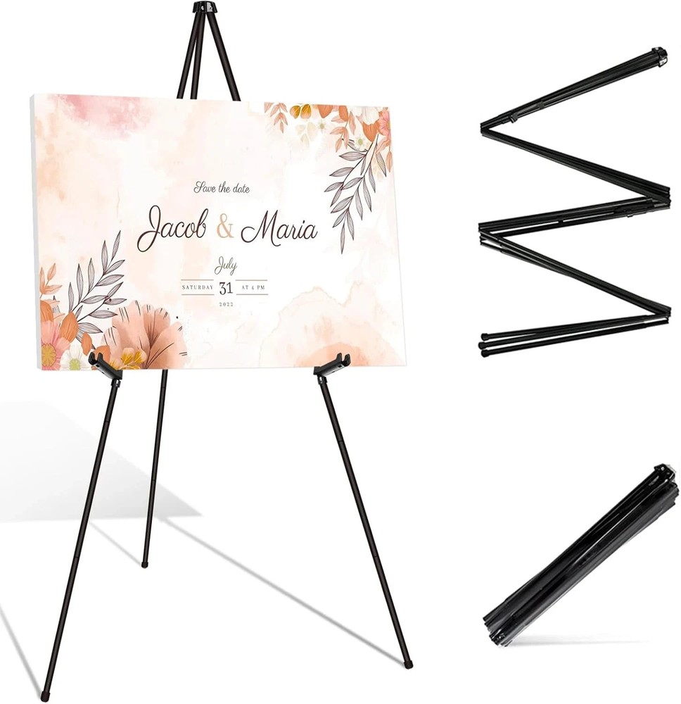Amazon Basics 63" Instant Display Easel Stand - Black Steel Tripod Portable