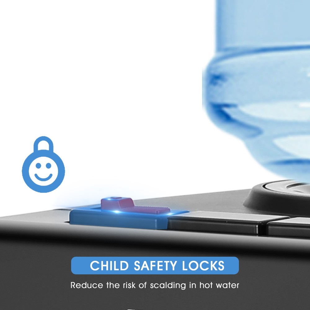 Hot/Cold Water Cooler Dispenser Freezer Top Loading Compressor Refrigeration