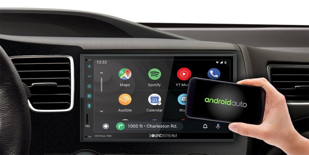Soundstream 2 Double Din Android Auto CarPlay Bluetooth Car Player VRCPAA-70M