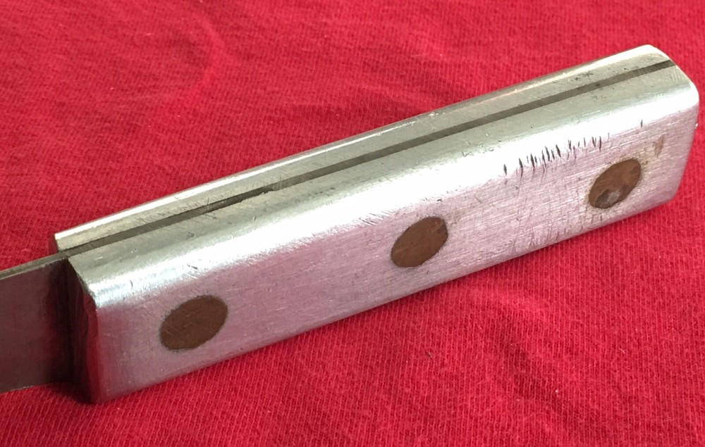 WW2 THEATER KNIFE 6.5” BLADE - SOLID ALUMINUM HANDLE - (3) BRASS RIVETS