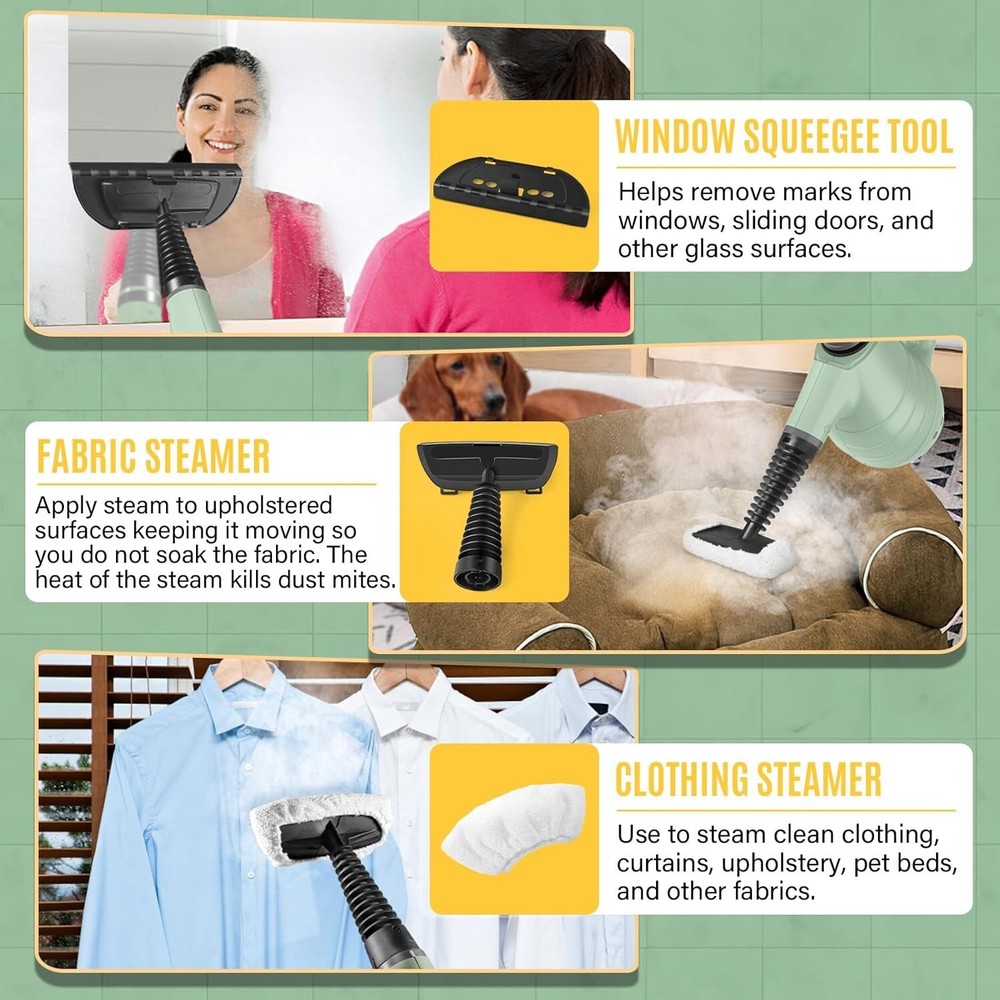 Steam Cleaner, Pressurized Multi-Surface Handheld Steam Cleaner, 10 Accessories