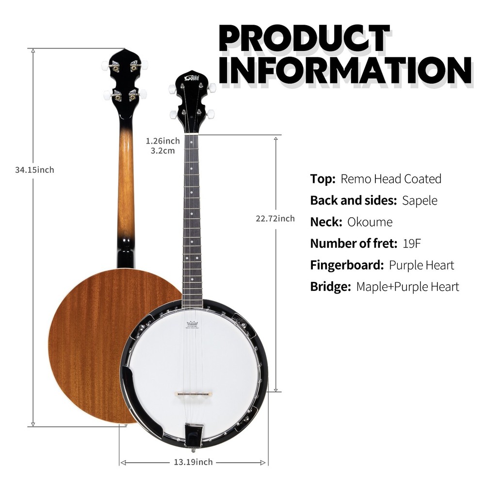4 String Banjo Sapele Body Material Sapele Back Material