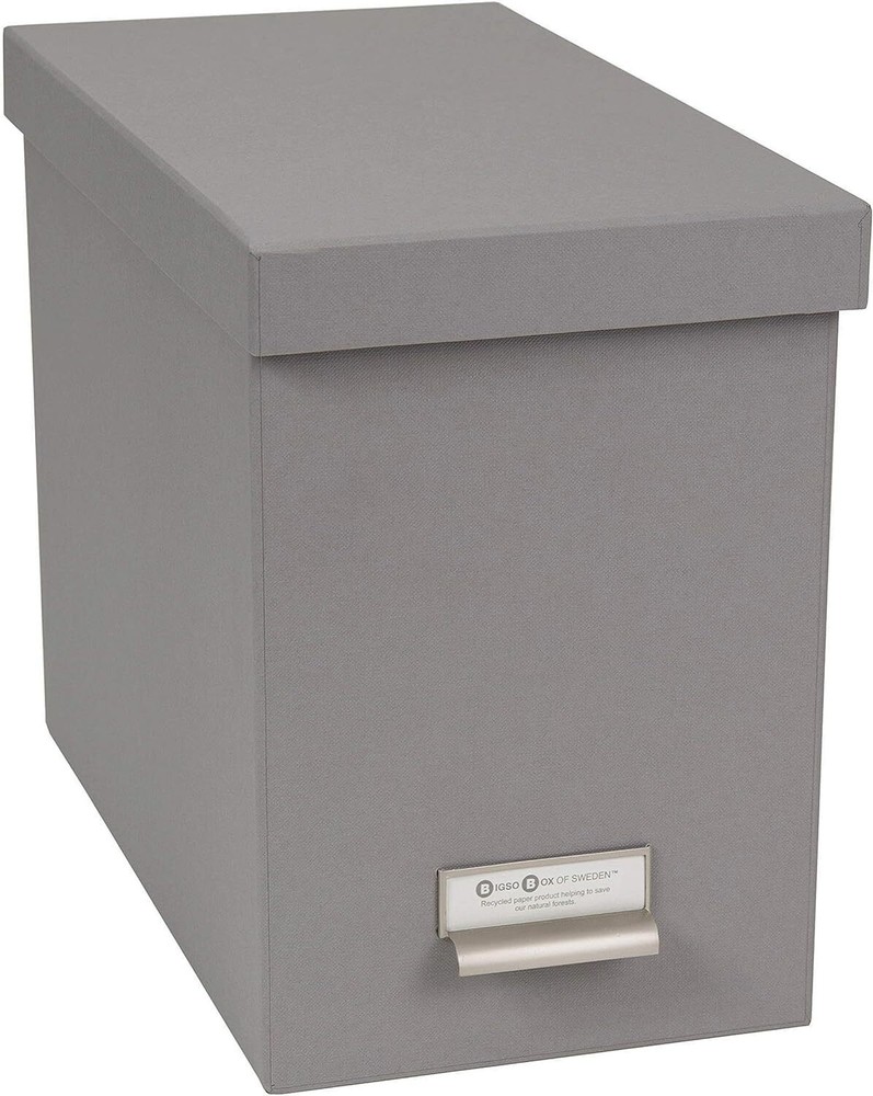 Bigso John Fiberboard Label Frame Desktop File Storage Box | Grey