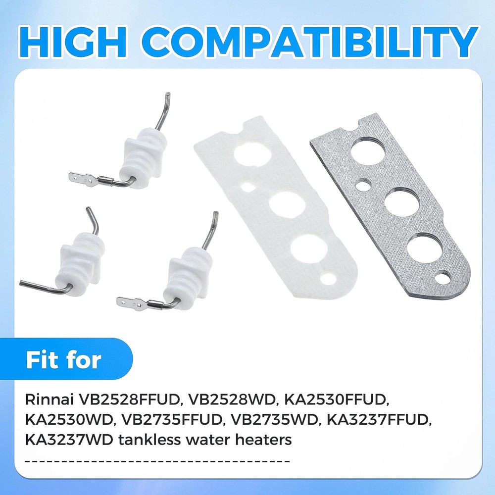 Mgoodoo Flame Rod Electrode Kit 104000192-K for Rinnai R75 R94 RC80 RC98 Heaters