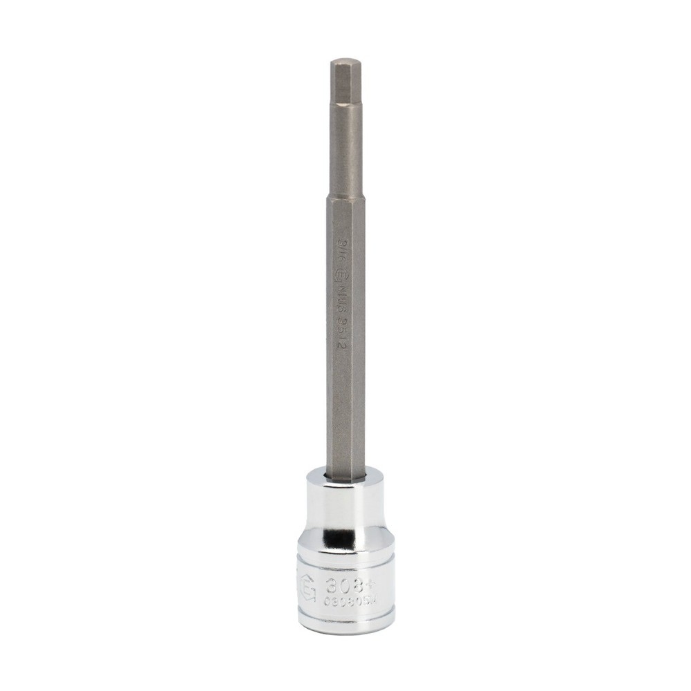 Genius Tools 3/8" Dr. 3/16" Hex Bit Socket, 110mmL - 308+3512
