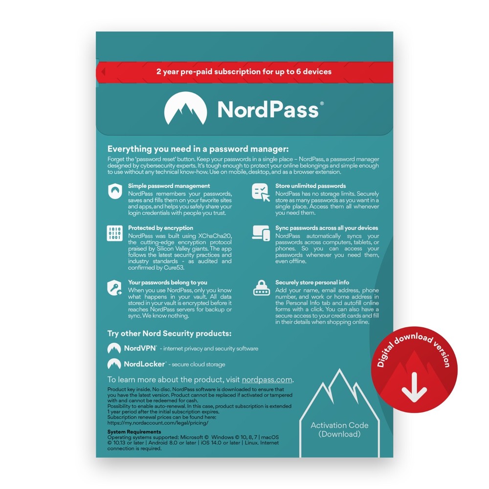 NordPass Premium - 2-Year Password Manager Subscription