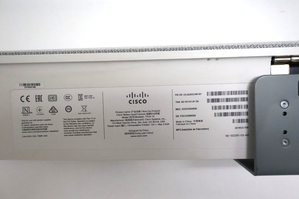 Cisco Webex Quad Camera Video Conferencing Unit CS-QUADCAM-V01 TTC8-10 Tested