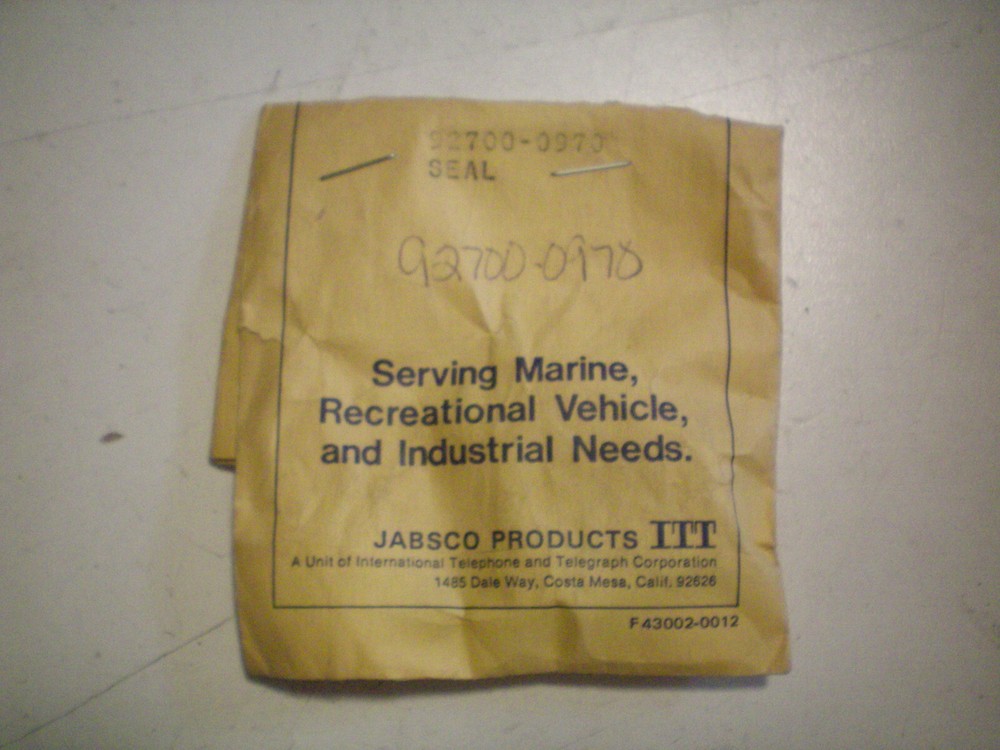 JABSCO #92700-0970  SEAL, FREE FREIGHT