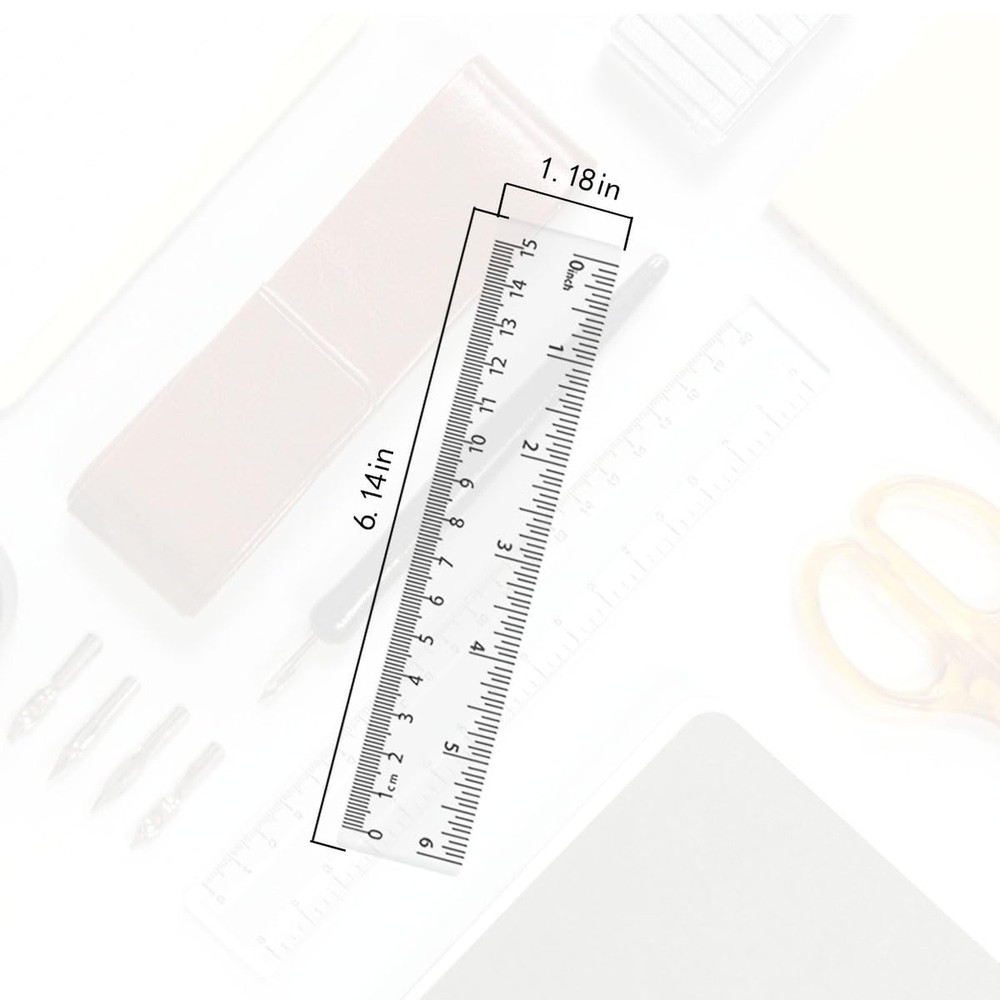 4 Pack Clear Plastic Straight Rulers, Clear Ruler Bulk, Transparent Ruler wit...