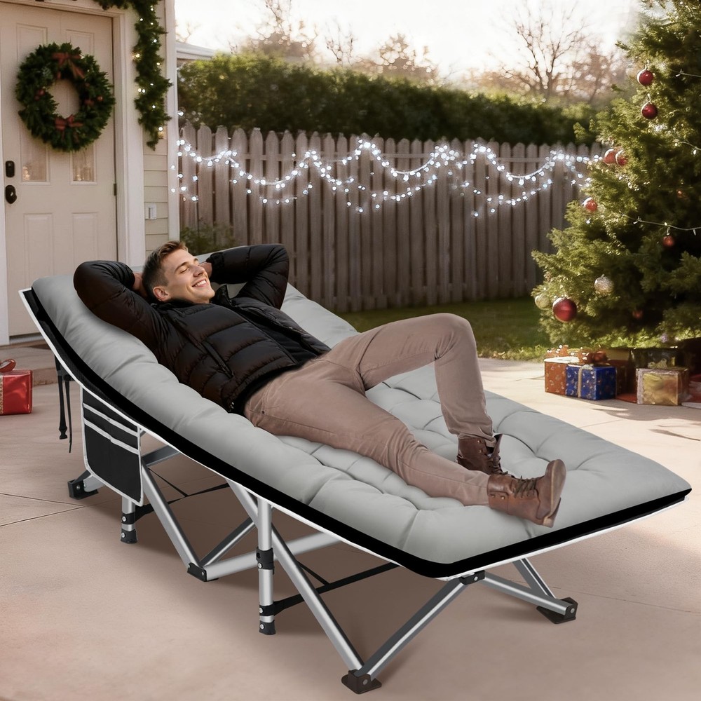 Camping Cots for Adults with 600lbs Load Capacity, Folding Camping Cot with M...