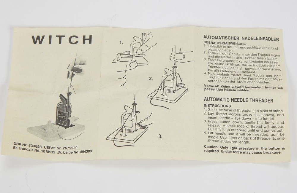 Vintage Witch Automatic Needle Threader w/ lnstructions Germany NOS 0104