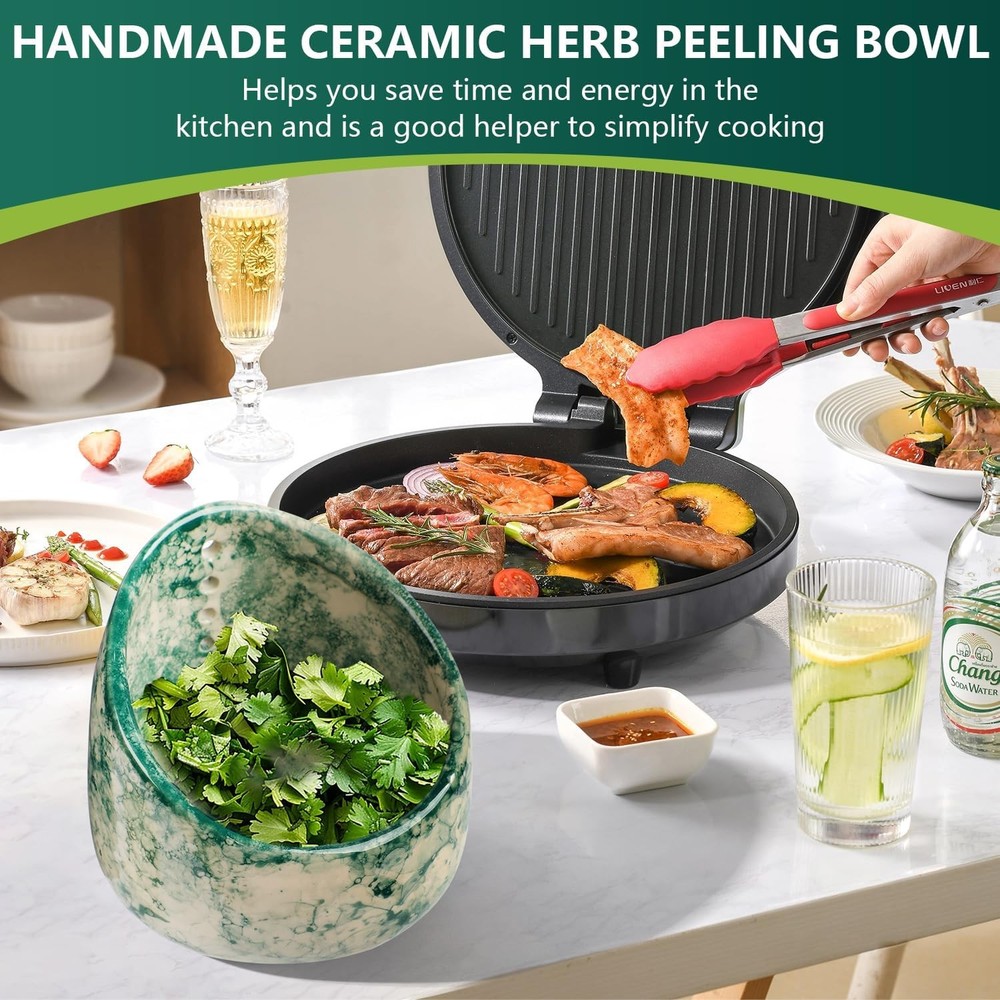 Pottery Herb Stripper Bow, Small Pottery Herb Stripper Ceramic Bowl