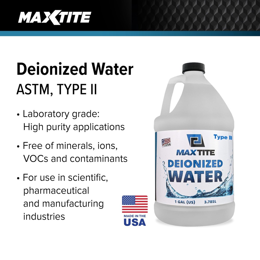 MAXTITE Type II Deionized Water 4 Gallon Lab Grade