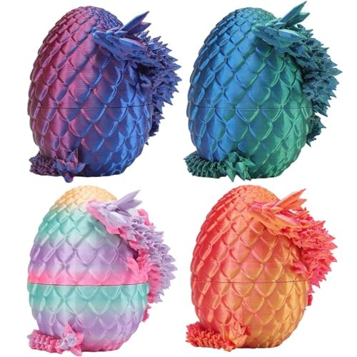 3D Printed Dragon Eggs, Mystery Crystal Dragon Egg for Easter Basket 4 Pack