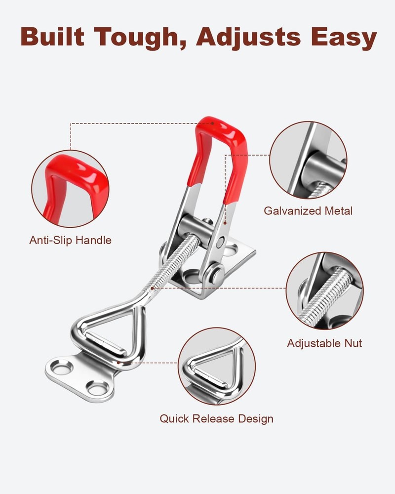 FRXIE 2 Pack Adjustable Toggle Latch 4001, Quick Release Clamp Silver