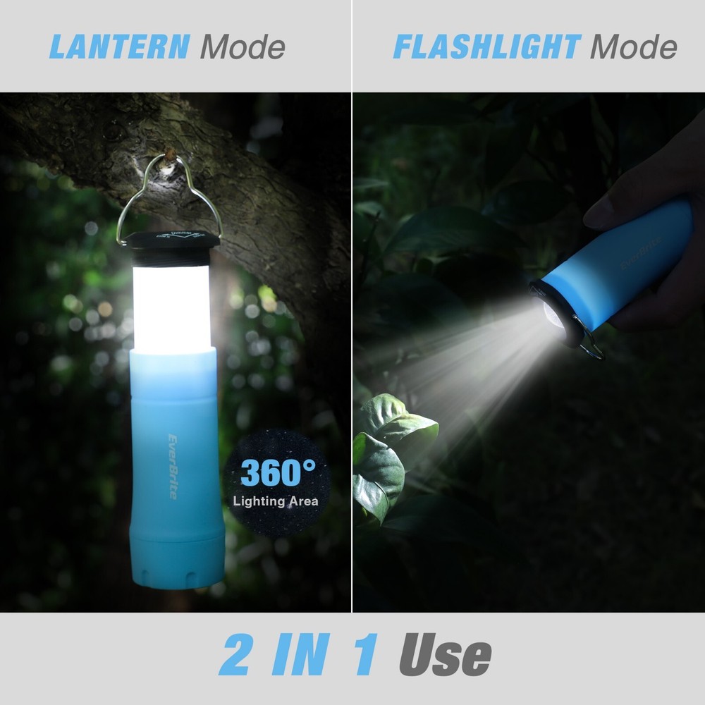EverBrite 2PC Mini Torch 2-in-1 Portable LED Lantern Flashlight 3 Lighting Modes