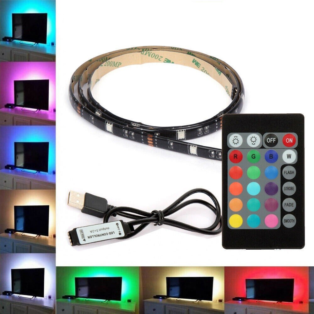 USB Powered Computer TV Backlight Kit RGB Colour Change 5050 LED Light Strip