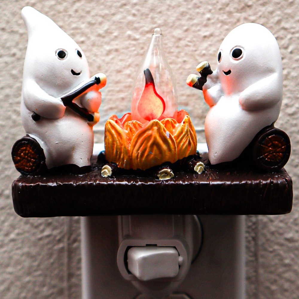 Ghost Campfire Flickering Flame Night Light - Spooky Haunted Decor Nightlight