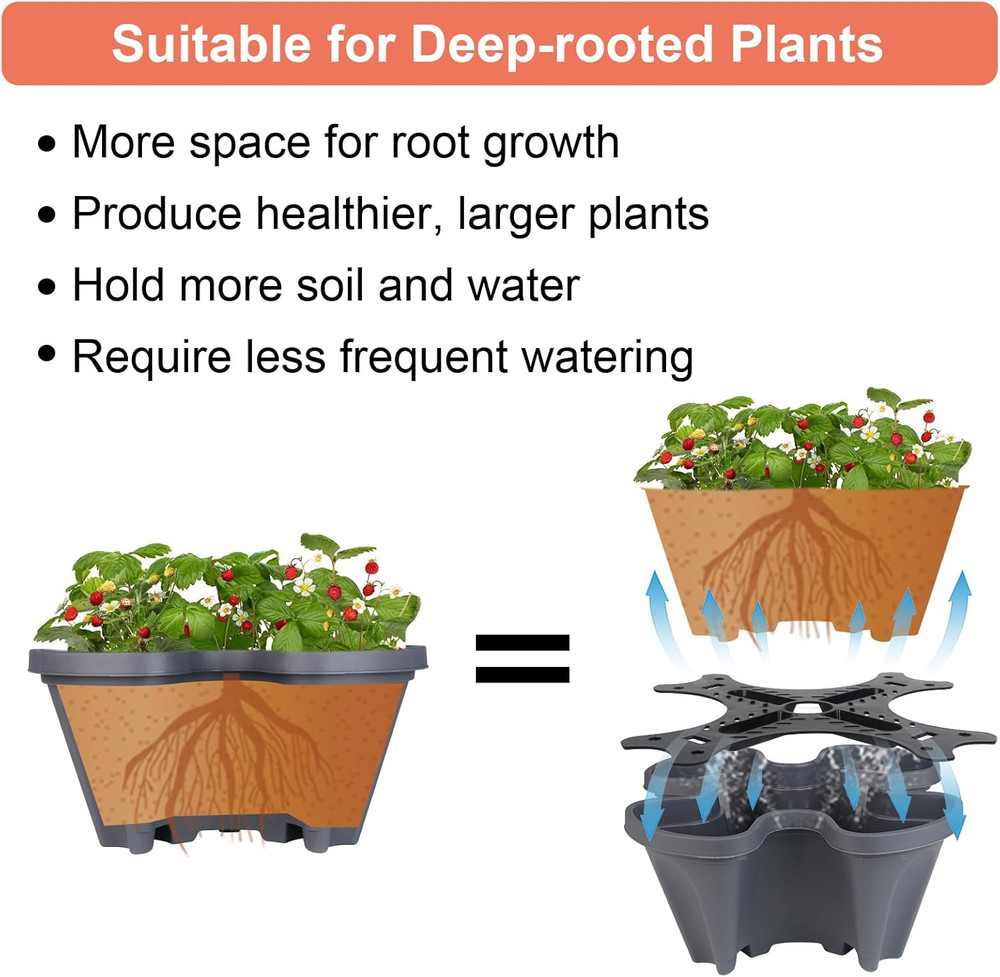 Vertical Planter Tower - 5 Tier Stackable Garden Planters with Wheels and Tools
