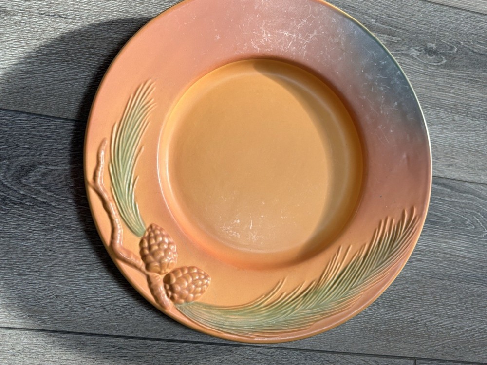 Cracker Barrel Vintage Dinner Plate Fall Winter Thanksgiving Orange Pinecone