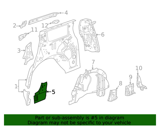 Genuine GM Driver Side Quarter Inner Panel Extension 22999976