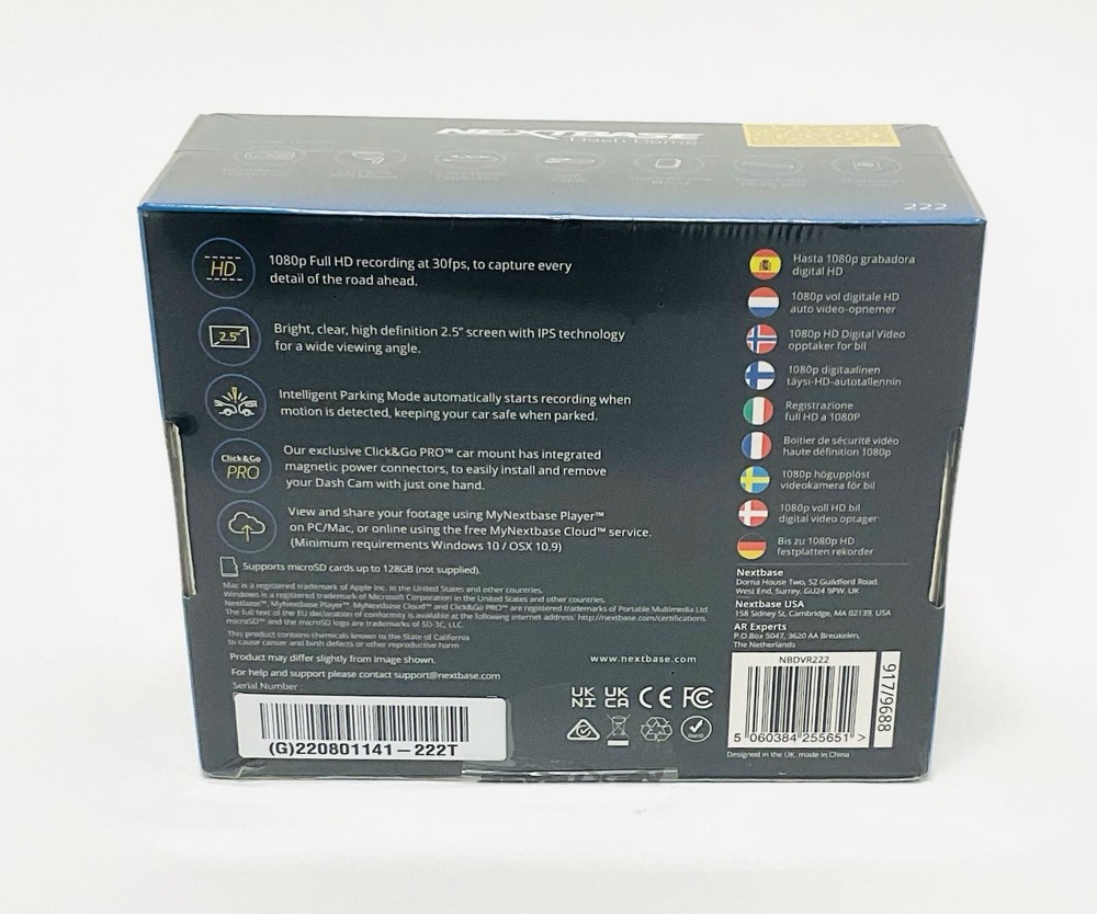 Nextbase 222 Dash Cam, NBDVR222