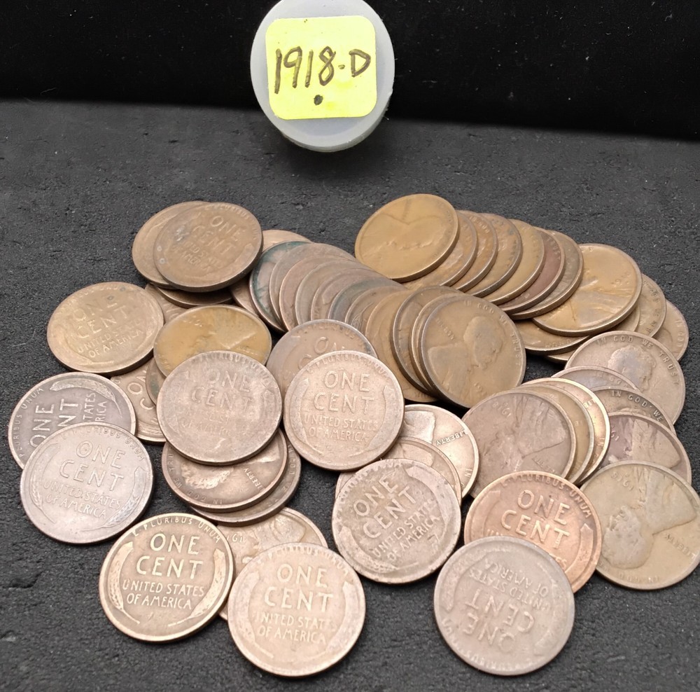 1918-D LINCOLN WHEAT CENT ROLL - GOOD+ -K2