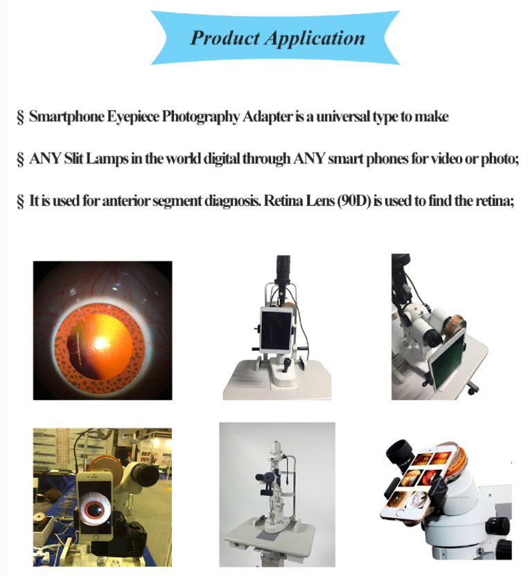 Universal Slit Lamp Mobile Phone Microscope Eyepiece Adapter