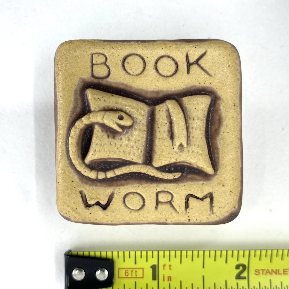Book Worm 2x2" Ceramic Art Tile By Gretchen Kramp
