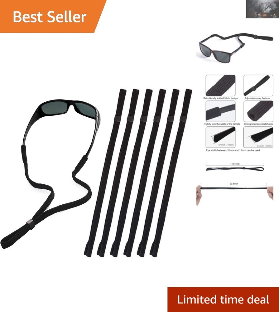 Versatile Eyewear Retainer Cord – 6-Pack Adjustable Straps for Every Activity