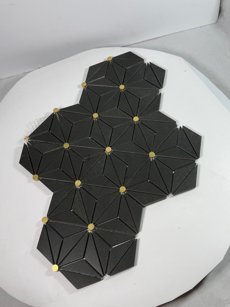 3D Wall Panel Tiles Black Geometric Basalt Nova Noir Set Modular