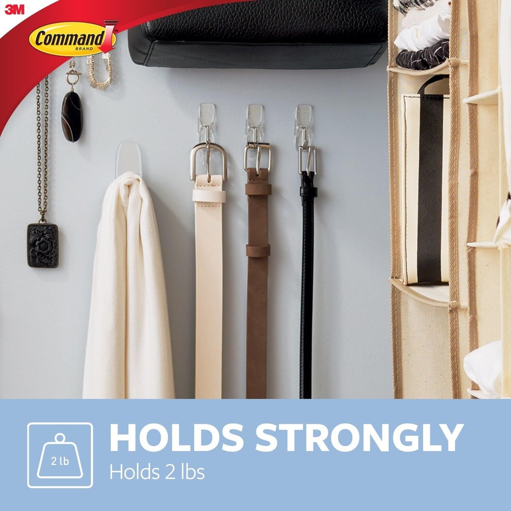 Command Medium Clear Wire Toggle Hooks, 6 Hooks and 8 Command Strips,