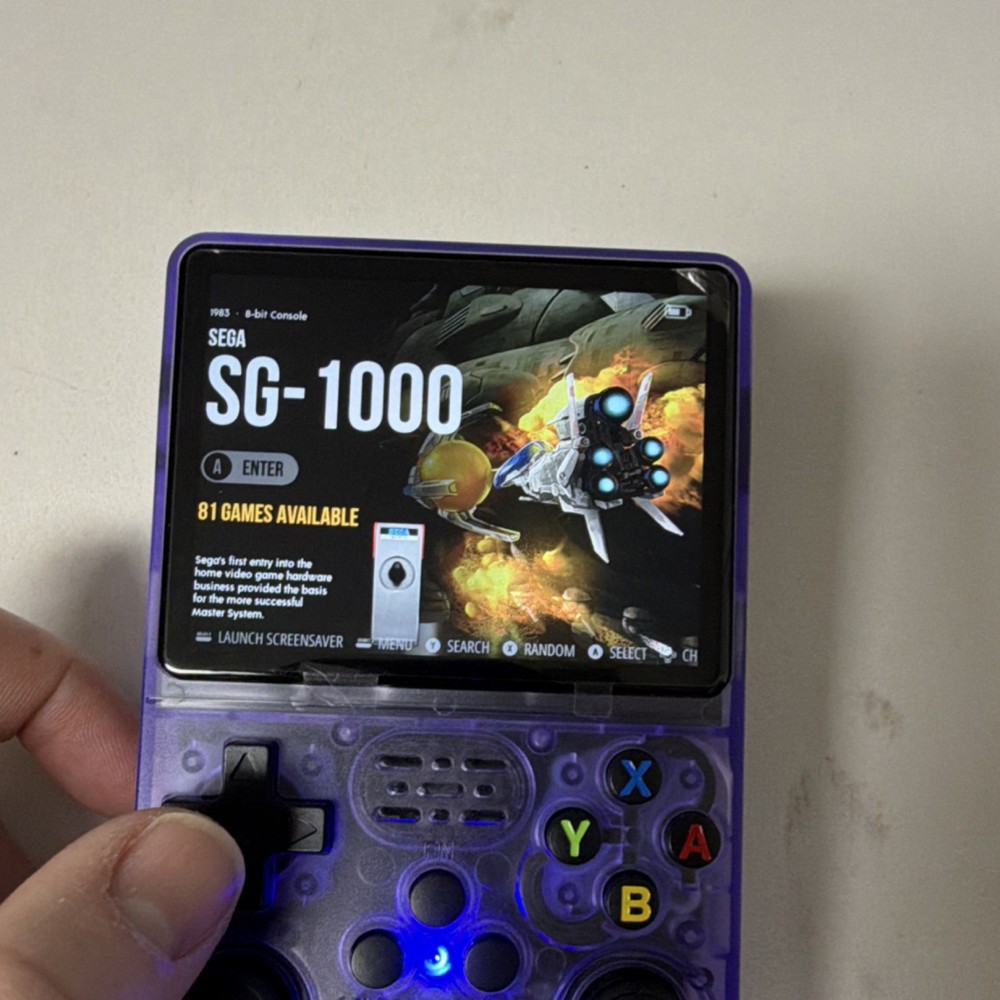 R36S Open Source Handheld Game Console Purple Transparent USB-C